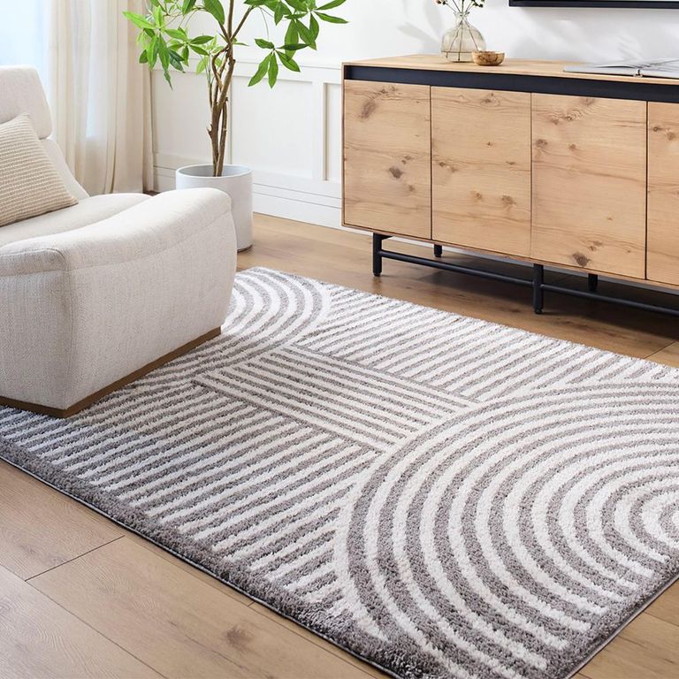 Fossay Rug - Machine Washable Modern Shaggy - FSG2334 - Ivory & Charcoal - Sizes Available