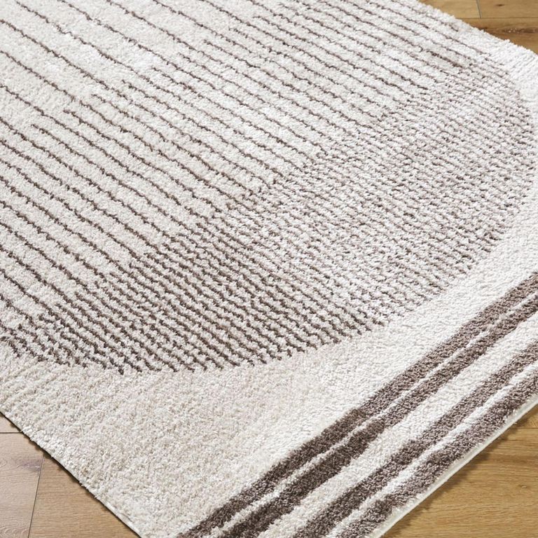 Fossay Rug - Machine Washable Modern Shaggy - FSG2305 - Ivory & Dark Brown - Sizes Available