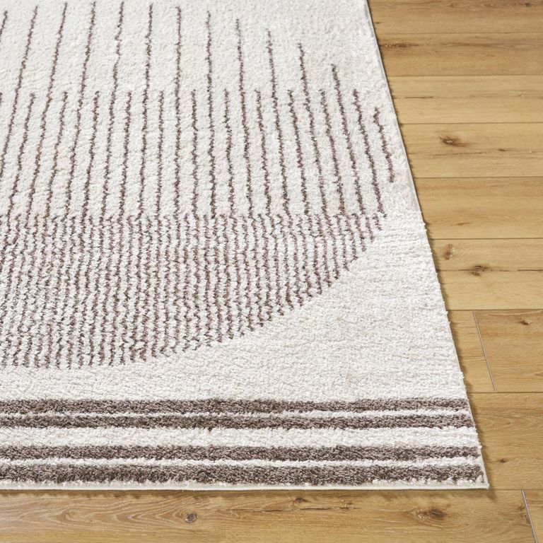 Fossay Rug - Machine Washable Modern Shaggy - FSG2305 - Ivory & Dark Brown - Sizes Available