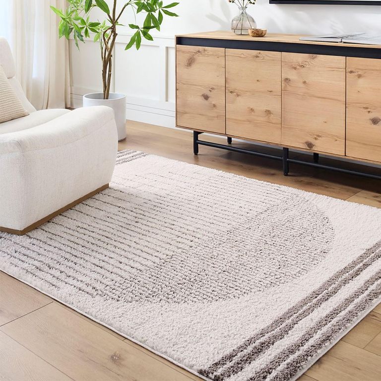 Fossay Rug - Machine Washable Modern Shaggy - FSG2305 - Ivory & Dark Brown - Sizes Available