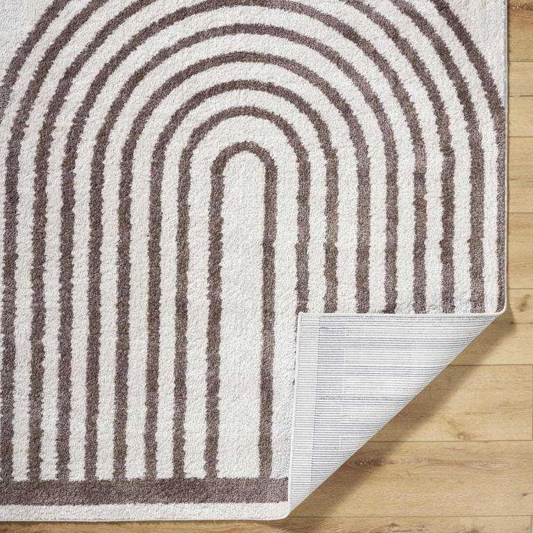 Fossay Rug - Machine Washable Modern Shaggy - FSG2310 - Ivory & Dark Brown - Sizes Available