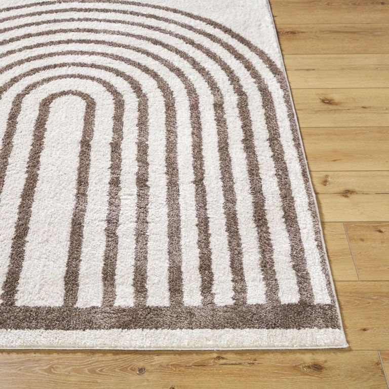Fossay Rug - Machine Washable Modern Shaggy - FSG2310 - Ivory & Dark Brown - Sizes Available