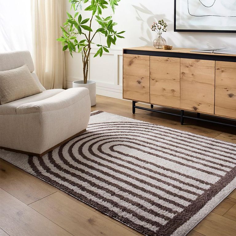 Fossay Rug - Machine Washable Modern Shaggy - FSG2310 - Ivory & Dark Brown - Sizes Available