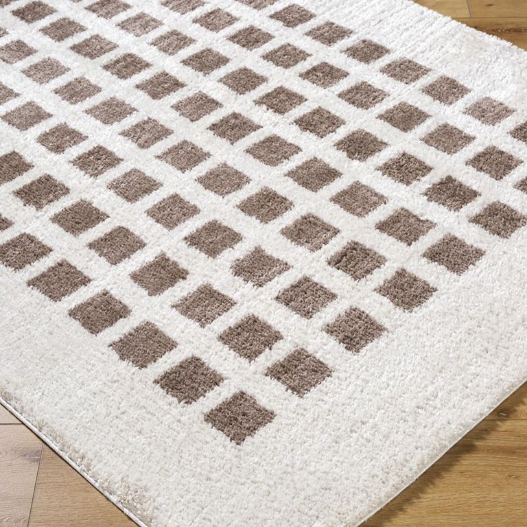 Fossay Rug - Machine Washable Modern Shaggy - FSG2318 - Ivory & Dark Brown - Sizes Available