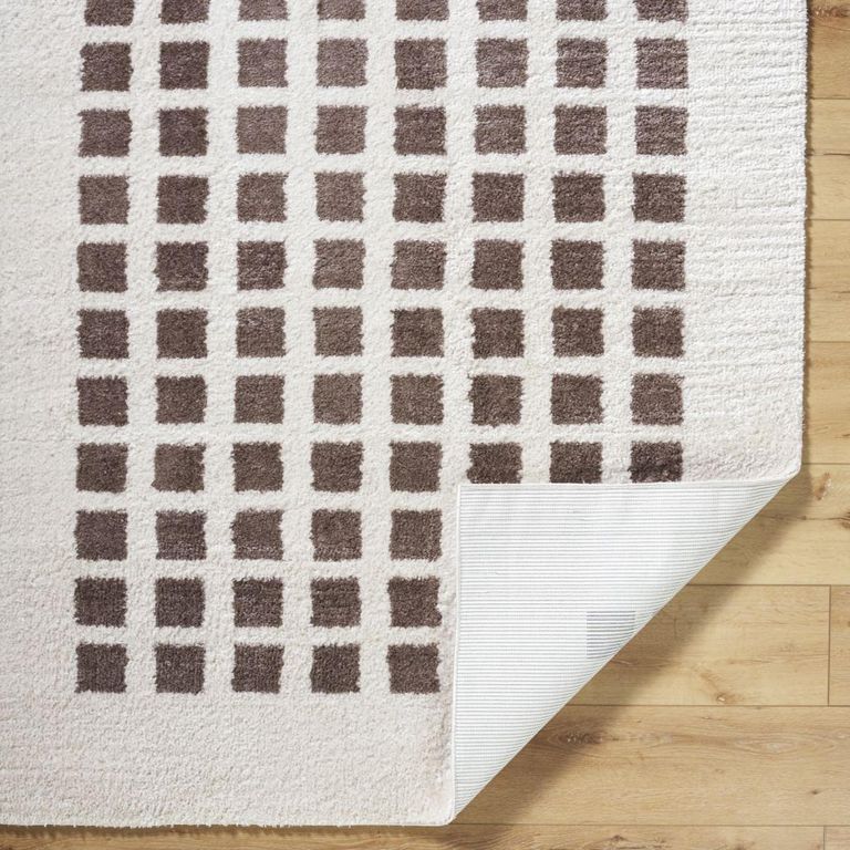 Fossay Rug - Machine Washable Modern Shaggy - FSG2318 - Ivory & Dark Brown - Sizes Available