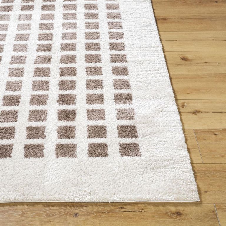 Fossay Rug - Machine Washable Modern Shaggy - FSG2318 - Ivory & Dark Brown - Sizes Available