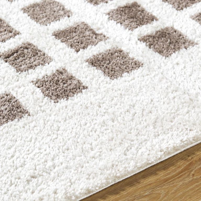 Fossay Rug - Machine Washable Modern Shaggy - FSG2318 - Ivory & Dark Brown - Sizes Available