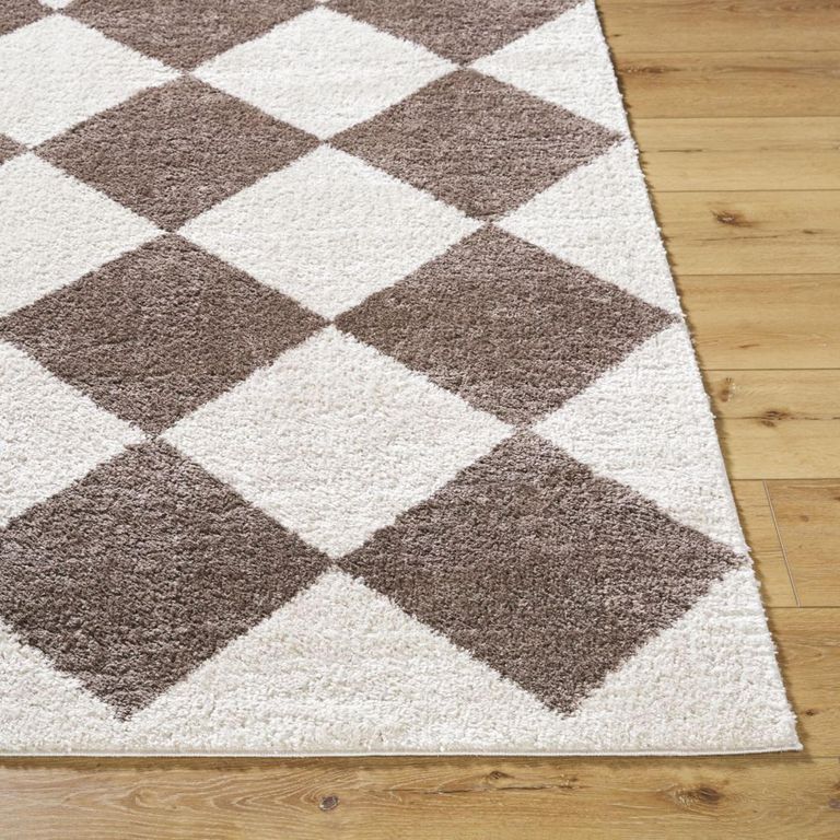 Fossay Rug - Machine Washable Modern Shaggy - FSG2323 - Ivory & Dark Brown - Sizes Available