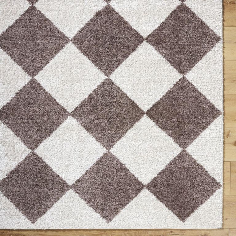 Fossay Rug - Machine Washable Modern Shaggy - FSG2323 - Ivory & Dark Brown - Sizes Available