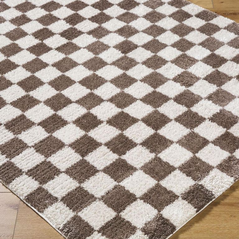 Fossay Rug - Machine Washable Modern Shaggy - FSG2328 - Ivory & Dark Brown - Sizes Available