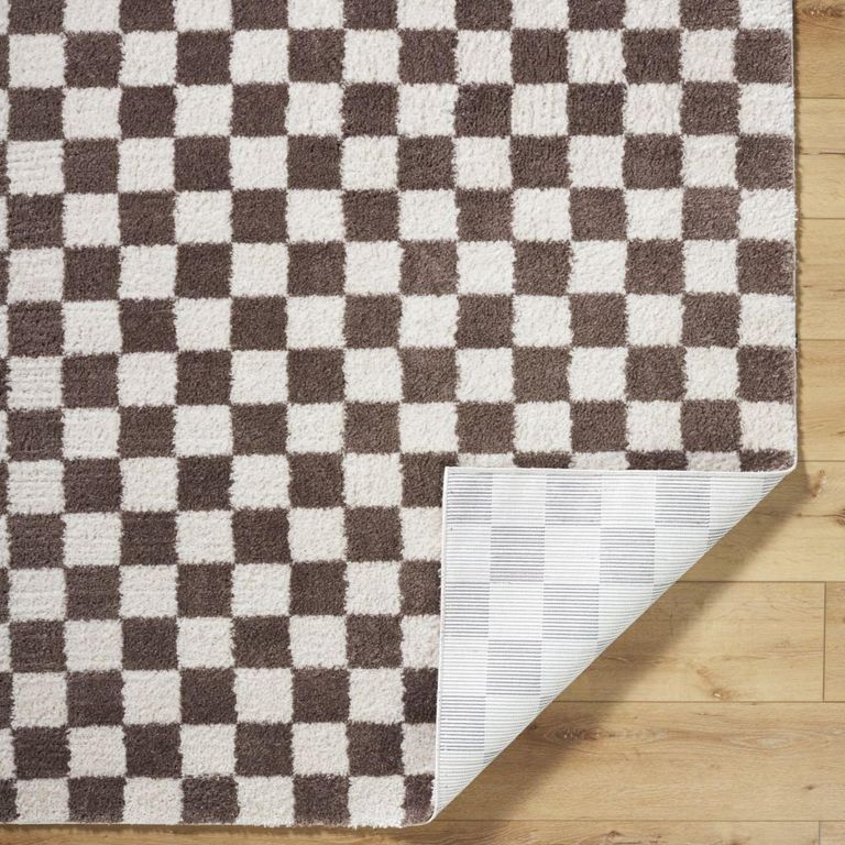 Fossay Rug - Machine Washable Modern Shaggy - FSG2328 - Ivory & Dark Brown - Sizes Available