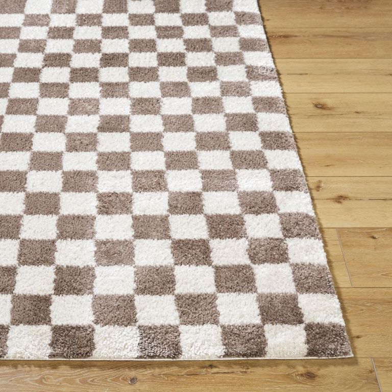 Fossay Rug - Machine Washable Modern Shaggy - FSG2328 - Ivory & Dark Brown - Sizes Available