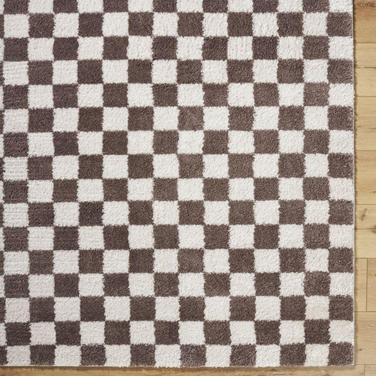 Fossay Rug - Machine Washable Modern Shaggy - FSG2328 - Ivory & Dark Brown - Sizes Available