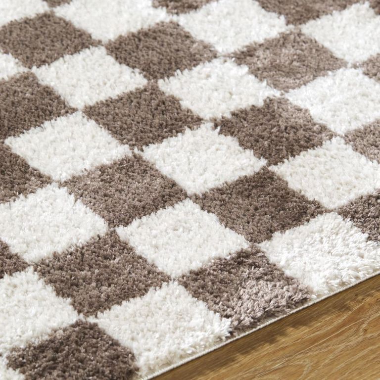 Fossay Rug - Machine Washable Modern Shaggy - FSG2328 - Ivory & Dark Brown - Sizes Available