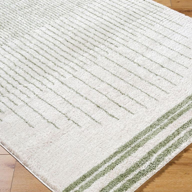 Fossay Rug - Machine Washable Modern Shaggy - FSG2307 - Ivory & Green - Sizes Available