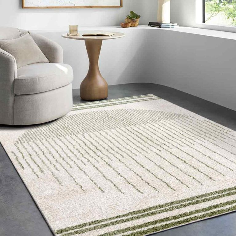Fossay Rug - Machine Washable Modern Shaggy - FSG2307 - Ivory & Green - Sizes Available