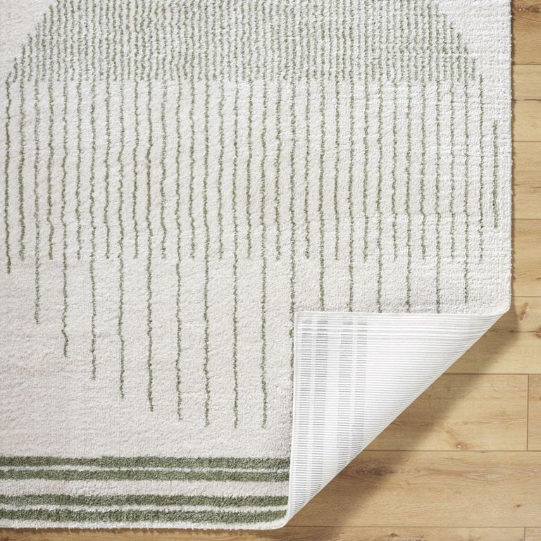 Fossay Rug - Machine Washable Modern Shaggy - FSG2307 - Ivory & Green - Sizes Available