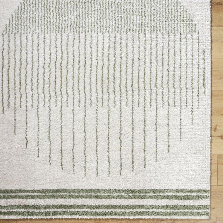 Fossay Rug - Machine Washable Modern Shaggy - FSG2307 - Ivory & Green - Sizes Available
