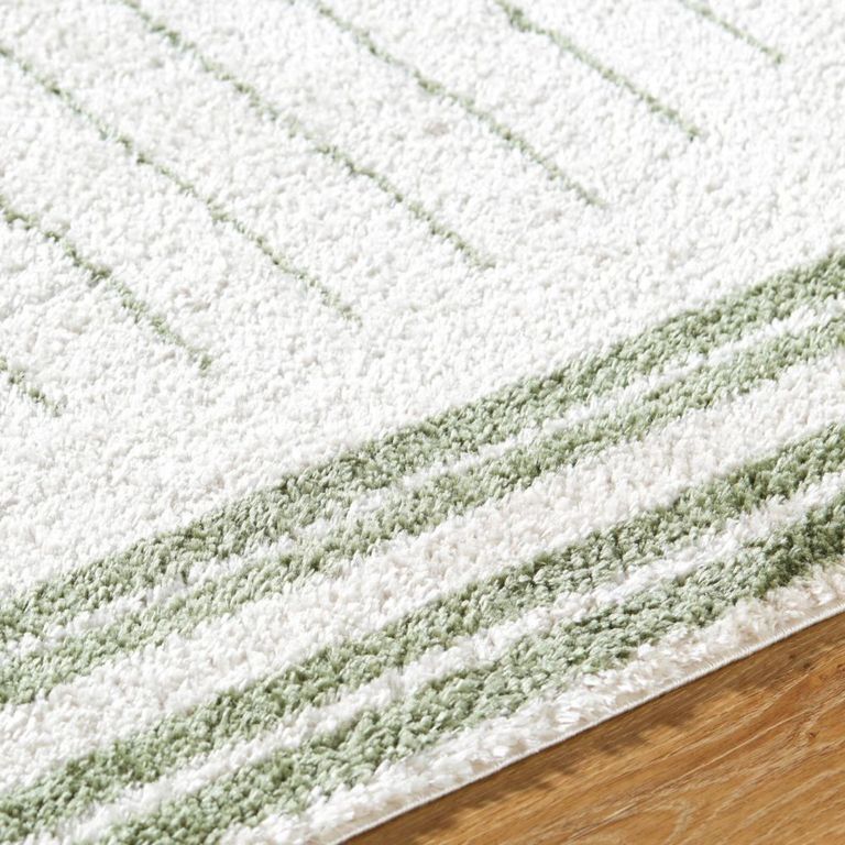 Fossay Rug - Machine Washable Modern Shaggy - FSG2307 - Ivory & Green - Sizes Available