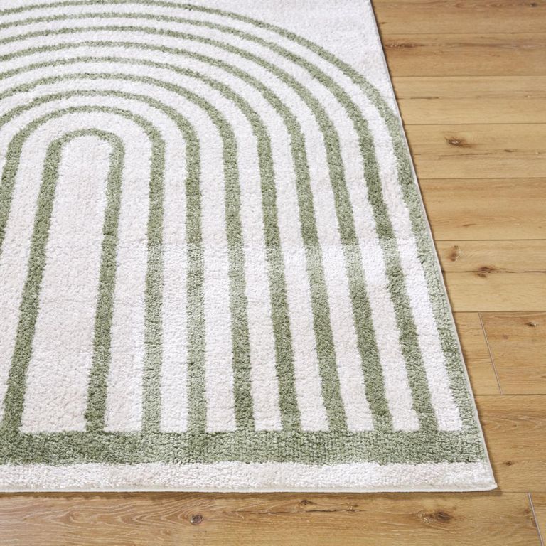 Fossay Rug - Machine Washable Modern Shaggy - FSG2312 - Ivory & Green - Sizes Available
