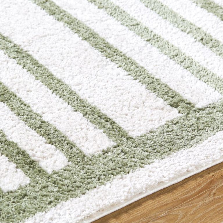 Fossay Rug - Machine Washable Modern Shaggy - FSG2312 - Ivory & Green - Sizes Available