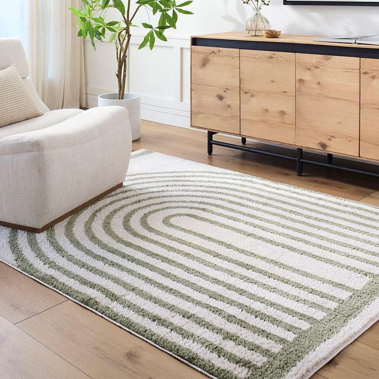 Fossay Rug - Machine Washable Modern Shaggy - FSG2312 - Ivory & Green - Sizes Available
