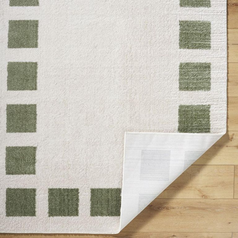 Fossay Rug - Machine Washable Modern Shaggy - FSG2315 - Ivory & Green - Sizes Available