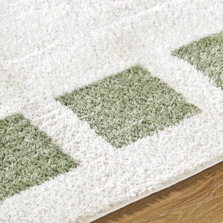 Fossay Rug - Machine Washable Modern Shaggy - FSG2315 - Ivory & Green - Sizes Available