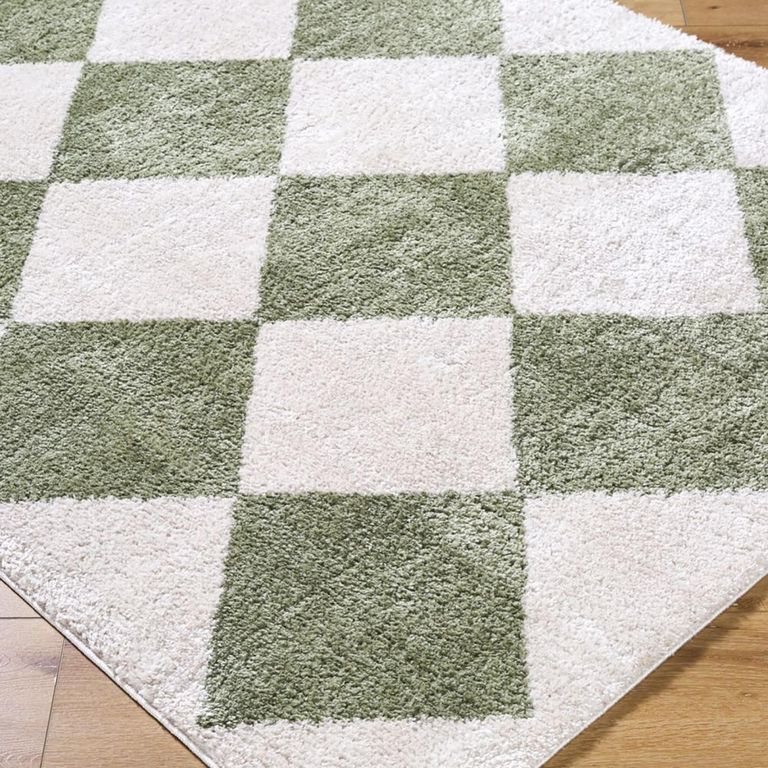 Fossay Rug - Machine Washable Modern Shaggy - FSG2325 - Ivory & Green - Sizes Available