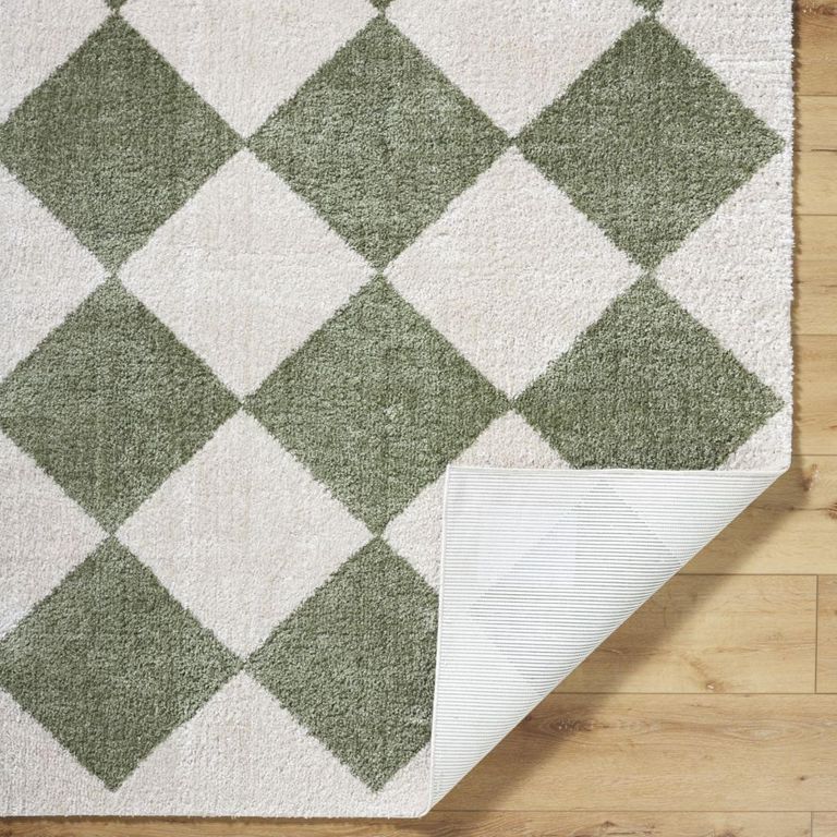 Fossay Rug - Machine Washable Modern Shaggy - FSG2325 - Ivory & Green - Sizes Available