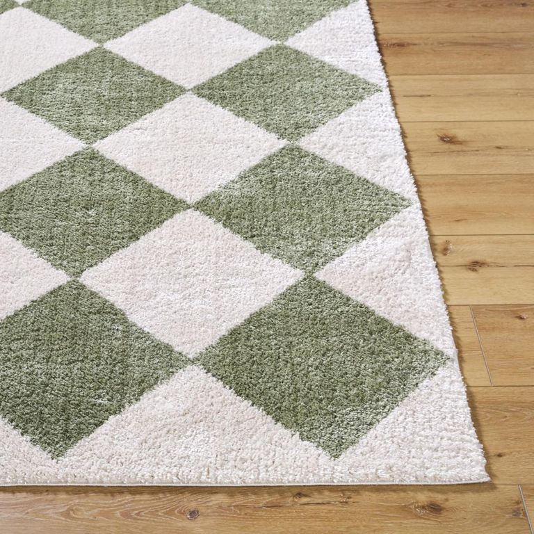 Fossay Rug - Machine Washable Modern Shaggy - FSG2325 - Ivory & Green - Sizes Available