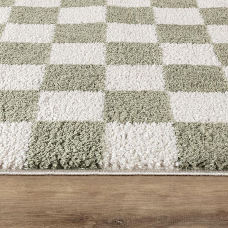 Fossay Rug - Machine Washable Modern Shaggy - FSG2330 - Ivory & Green - Sizes Available