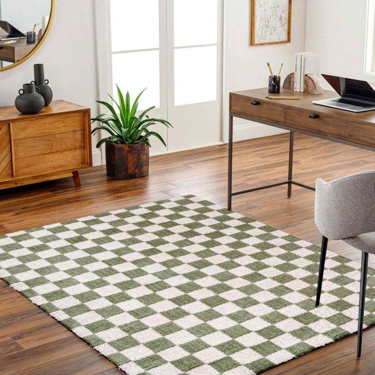 Fossay Rug - Machine Washable Modern Shaggy - FSG2330 - Ivory & Green - Sizes Available