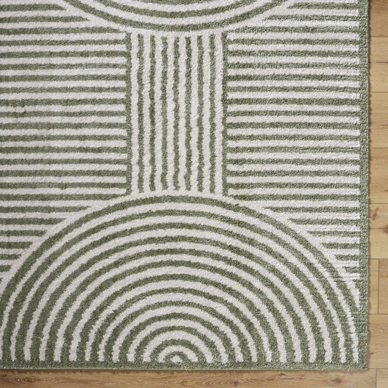 Fossay Rug - Machine Washable Modern Shaggy - FSG2333 - Ivory & Green - Sizes Available