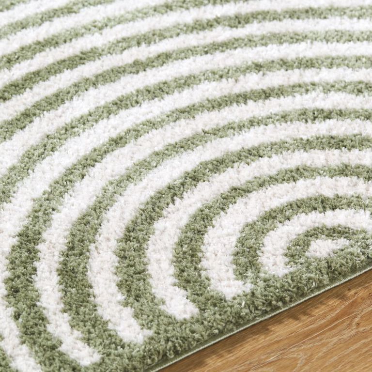 Fossay Rug - Machine Washable Modern Shaggy - FSG2333 - Ivory & Green - Sizes Available