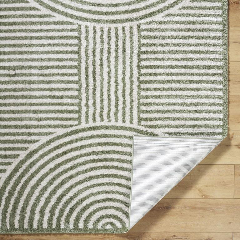 Fossay Rug - Machine Washable Modern Shaggy - FSG2333 - Ivory & Green - Sizes Available