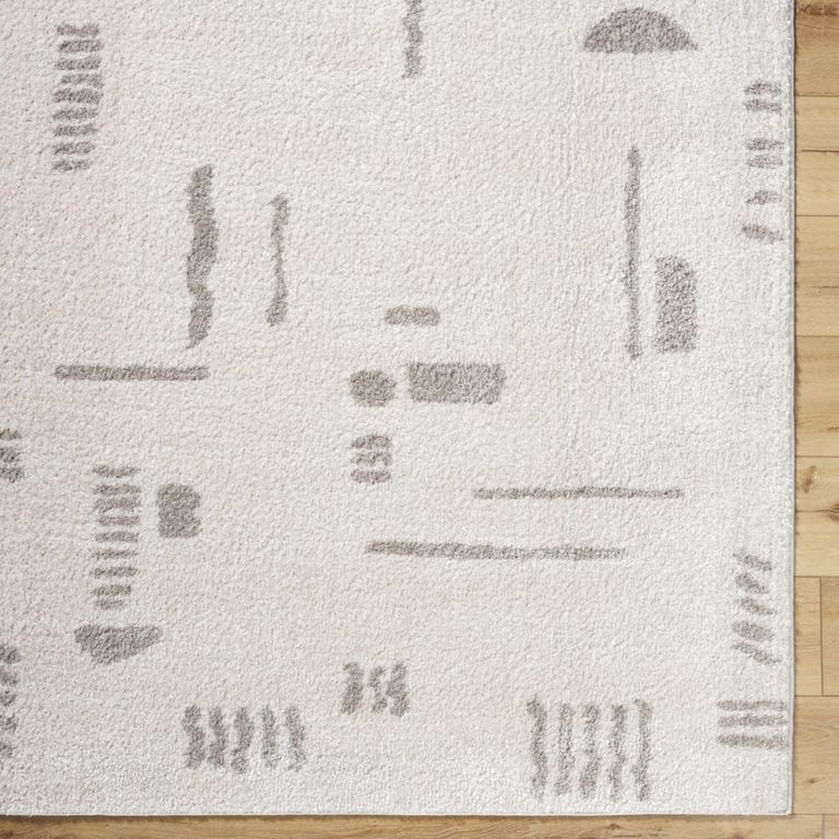 Fossay Rug - Machine Washable Modern Shaggy - FSG2304 - Medium Ivory & Grey - Sizes Available