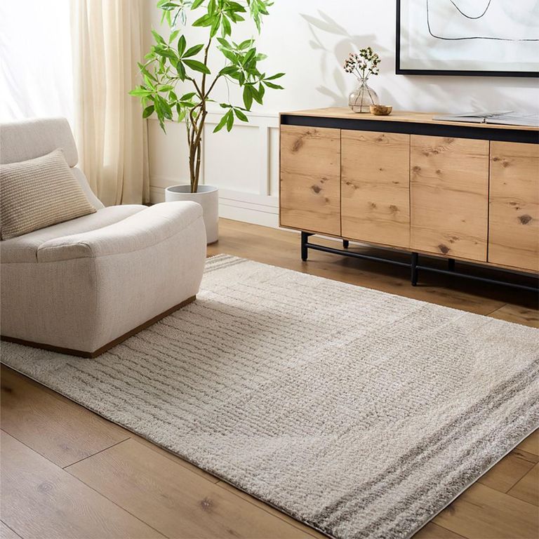 Fossay Rug - Machine Washable Modern Shaggy - FSG2309 - Medium Ivory & Grey - Sizes Available