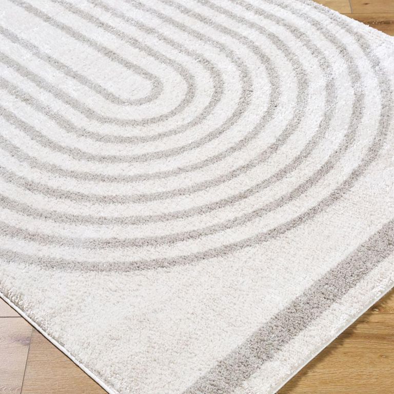 Fossay Rug - Machine Washable Modern Shaggy - FSG2313 - Medium Ivory & Grey - Sizes Available