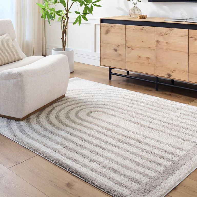 Fossay Rug - Machine Washable Modern Shaggy - FSG2313 - Medium Ivory & Grey - Sizes Available