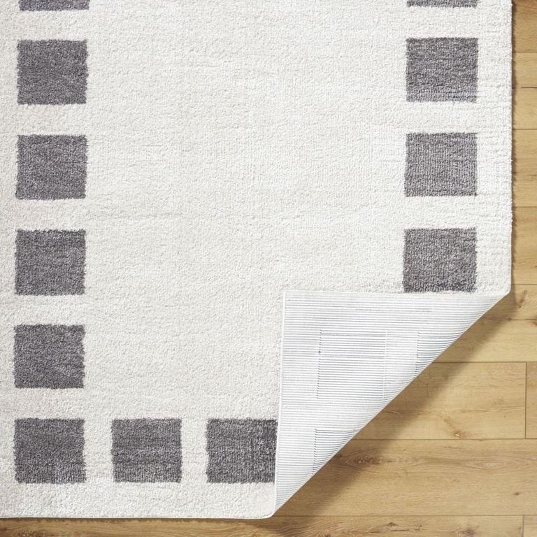 Fossay Rug - Machine Washable Modern Shaggy - FSG2317 - Medium Ivory & Grey - Sizes Available