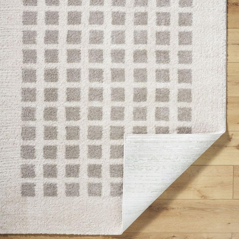 Fossay Rug - Machine Washable Modern Shaggy - FSG2322 - Medium Ivory & Grey - Sizes Available