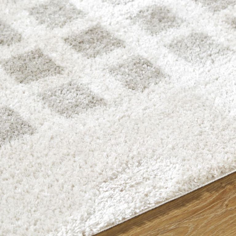 Fossay Rug - Machine Washable Modern Shaggy - FSG2322 - Medium Ivory & Grey - Sizes Available