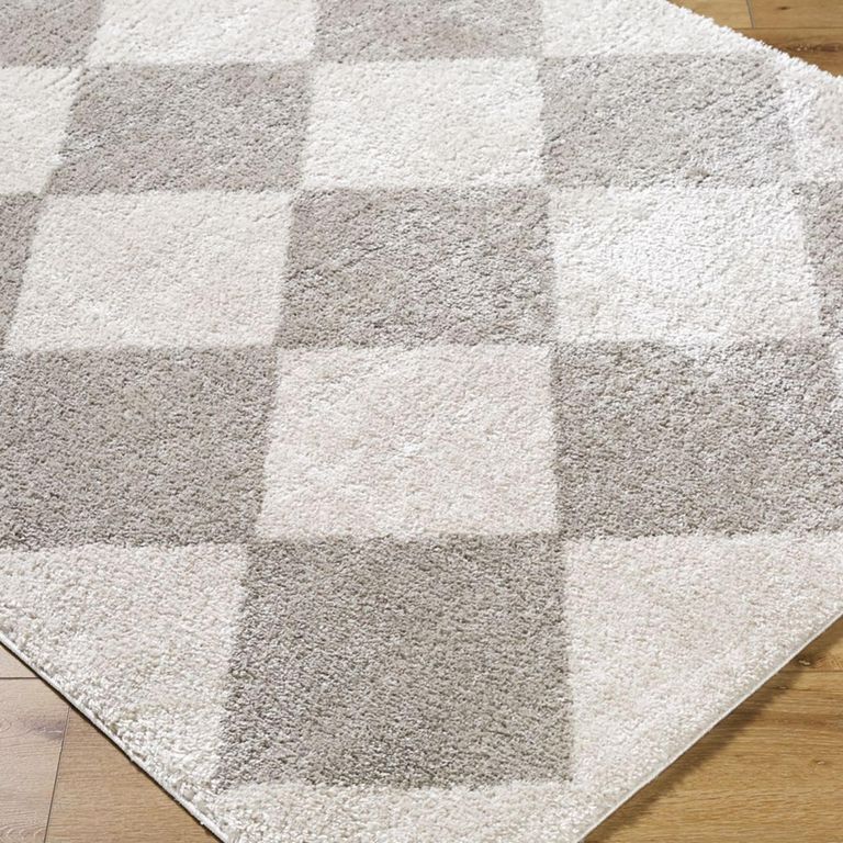Fossay Rug - Machine Washable Modern Shaggy - FSG2327 - Medium Ivory & Grey - Sizes Available