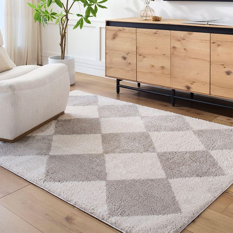 Fossay Rug - Machine Washable Modern Shaggy - FSG2327 - Medium Ivory & Grey - Sizes Available