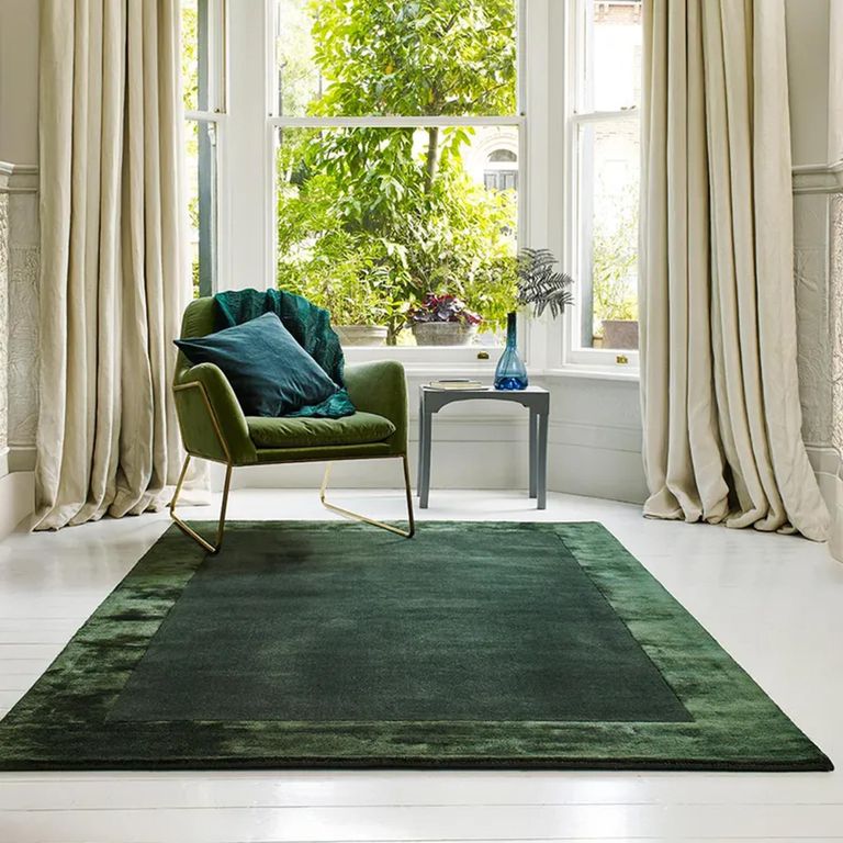 Clearance - Contemporary Plain Ascot Rug - 120cm x 170cm - Green - FSS16579