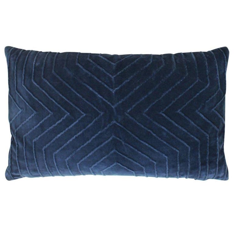 Clearance - Furn Mahal Geometric Cushion - 30cm x 50cm - Navy Blue - FSS15926