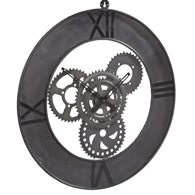 Factory Wall Clock - Round - Industrial - Black Metal