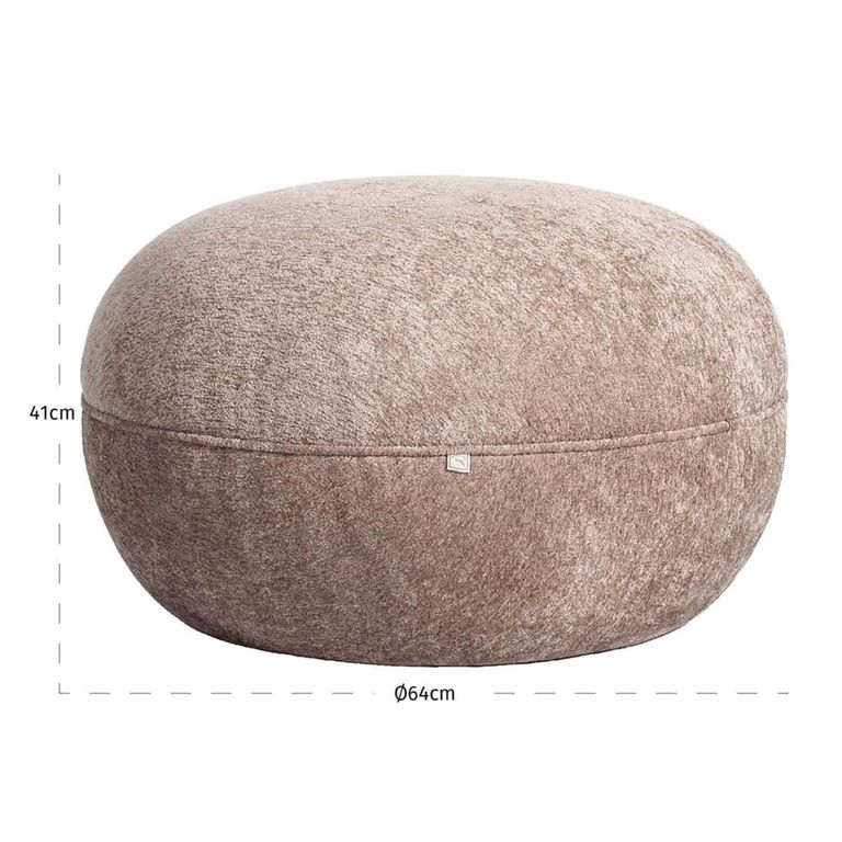 Jace Pouffe - Round - Sand - Fabric