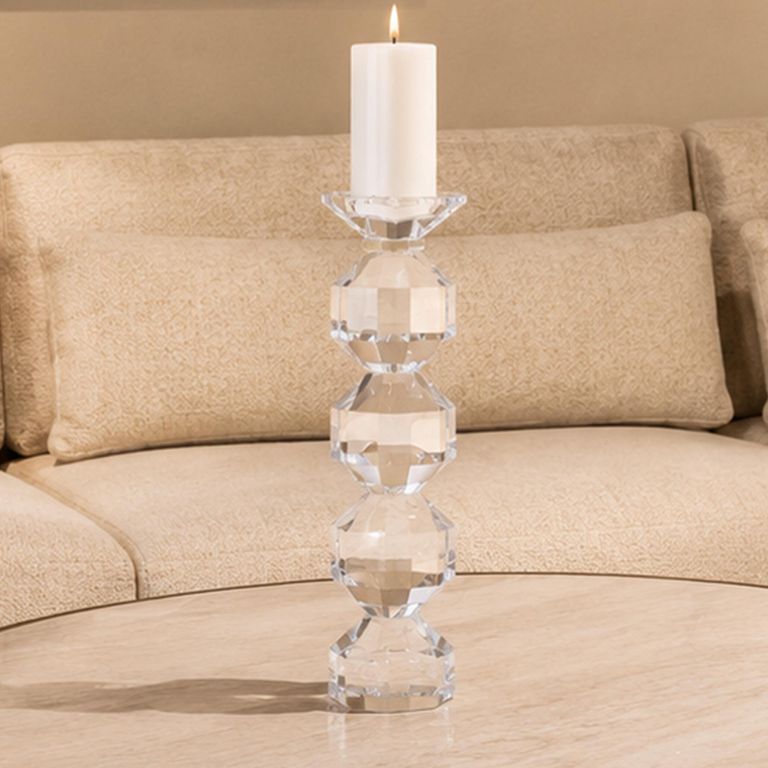 Safia Candle Holder - Large - Clear - Glass